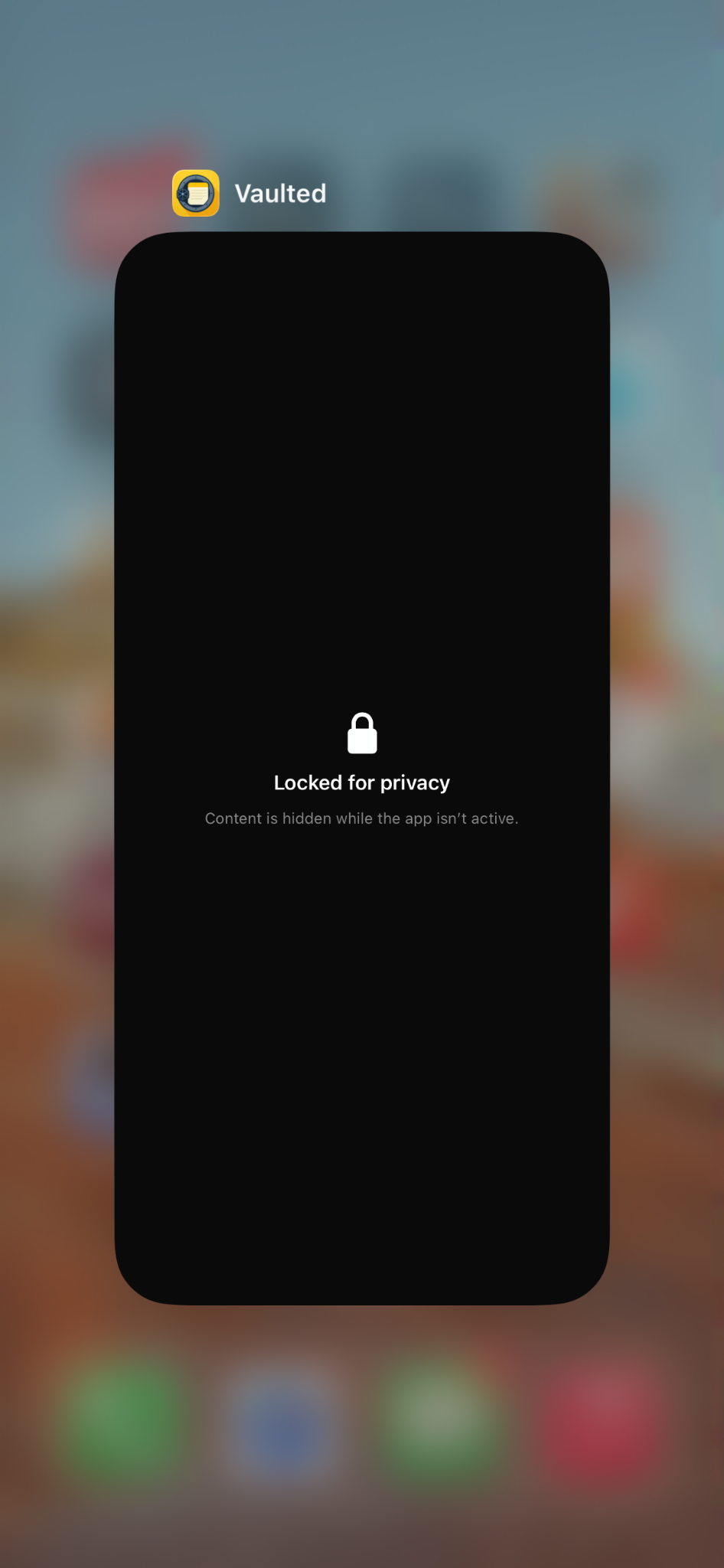 Locked card in app switcher